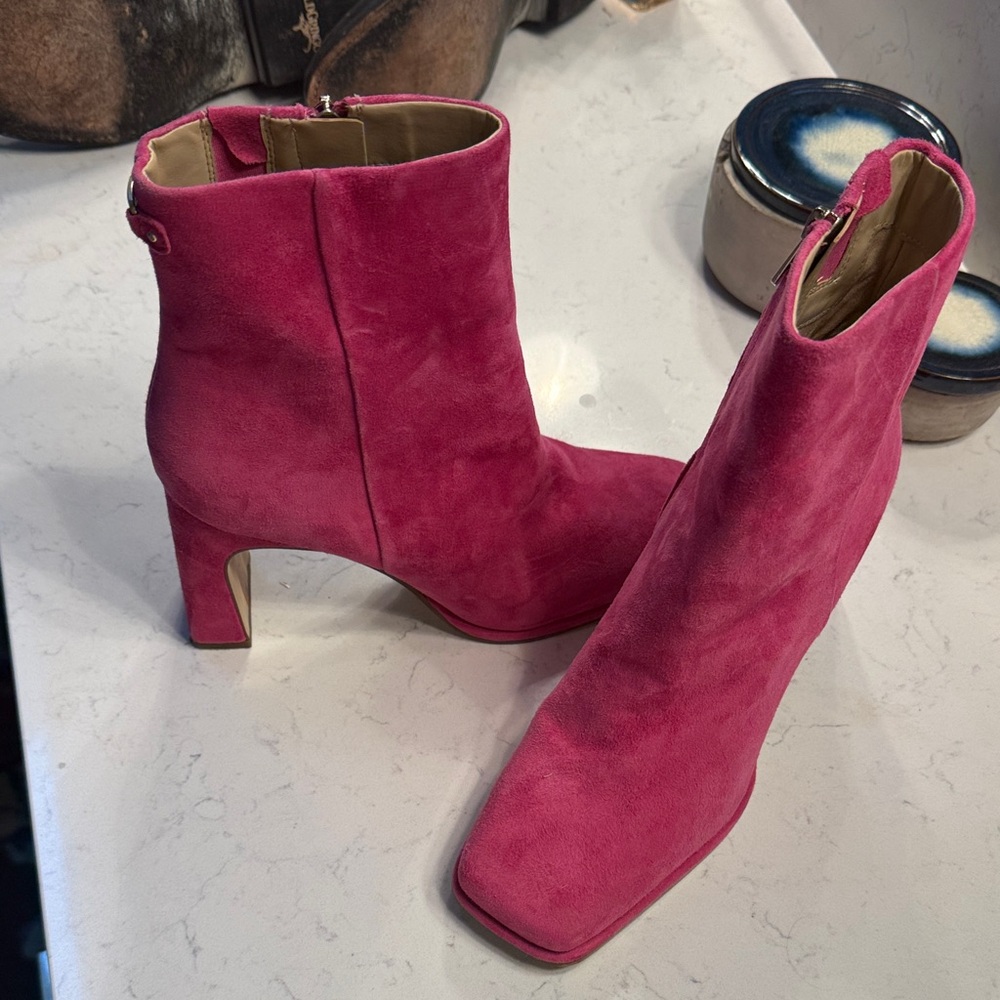 Sam Edelman  Pink Suede Ankle Boots